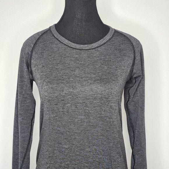 Lululemon Swiftly Tech Long Sleeve Crew Heathered Dark Slate Size 8 Hip Length - Picture 2 of 16